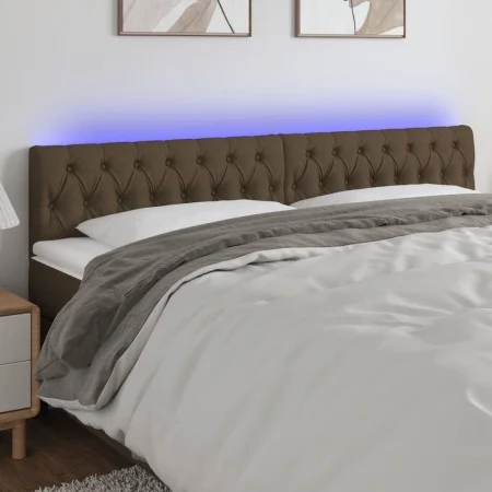 Kopfteil mit LED aus dunkelbraunem Stoff 200x7x78/88 cm von , Kopf- und Fußteile - Ref: Foro24-3121973, Preis: 98,41 €, Rabat...