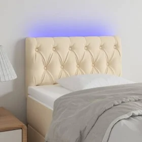 Cream fabric headboard with LED 80x7x78/88 cm by , Headboards and footboards - Ref: Foro24-3121927, Price: 57,21 €, Discount: %