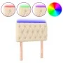 Cream fabric headboard with LED 80x7x78/88 cm by , Headboards and footboards - Ref: Foro24-3121927, Price: 57,21 €, Discount: %