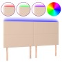 Cabecero luces LED cuero sintético capuchino 200x5x118/128cm de , Cabeceros y pies de cama - Ref: Foro24-3122257, Precio: 120...