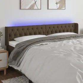 Headboard with LED in dark brown fabric 203x16x78/88 cm by , Headboards and footboards - Ref: Foro24-3123597, Price: 106,43 €...