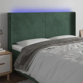 Dunkelgrünes Samtkopfteil mit LED 163x16x118/128 cm von , Kopf- und Fußteile - Ref: Foro24-3123825, Preis: 133,50 €, Rabatt: %