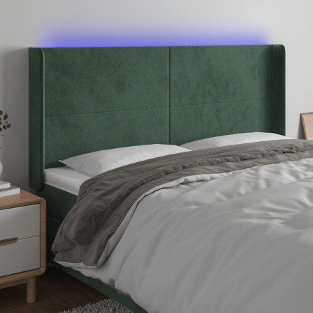 Cabecero con LED de terciopelo verde oscuro 163x16x118/128 cm de , Cabeceros y pies de cama - Ref: Foro24-3123825, Precio: 13...