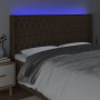 Cabecero con LED de tela marrón oscuro 203x16x118/128 cm de , Cabeceros y pies de cama - Ref: Foro24-3124409, Precio: 192,33 ...