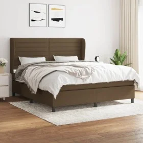 Cama box spring con colchón tela marrón oscuro 160x200 cm de , Camas y somieres - Ref: Foro24-3128056, Precio: 541,34 €, Desc...
