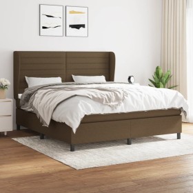 Cama box spring con colchón tela marrón oscuro 160x200 cm de , Camas y somieres - Ref: Foro24-3128056, Precio: 567,62 €, Desc...