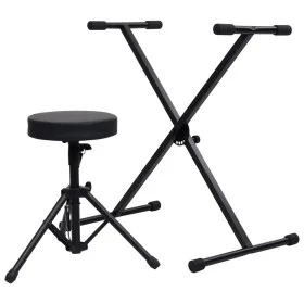 Set de soporte para teclado y taburete negro de vidaXL, Banquetas y taburetes - Ref: Foro24-70095, Precio: 57,49 €, Descuento: %