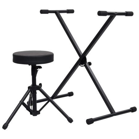 Set de soporte para teclado y taburete negro de vidaXL, Banquetas y taburetes - Ref: Foro24-70095, Precio: 58,25 €, Descuento: %