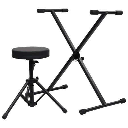 Set de soporte para teclado y taburete negro de vidaXL, Banquetas y taburetes - Ref: Foro24-70095, Precio: 57,49 €, Descuento: %
