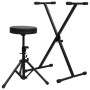 Set de soporte para teclado y taburete negro de vidaXL, Banquetas y taburetes - Ref: Foro24-70095, Precio: 58,25 €, Descuento: %