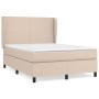 Cama box spring con colchón cuero sintético capuchino 140x200cm de , Camas y somieres - Ref: Foro24-3128918, Precio: 503,87 €...