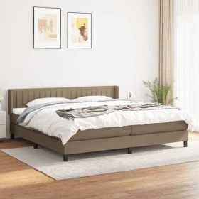Box spring bed with taupe gray fabric mattress 200x200 cm by , Beds and slatted bases - Ref: Foro24-3129901, Price: 631,52 €,...