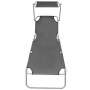 Tumbona plegable con toldo de acero gris de vidaXL, Tumbonas - Ref: Foro24-44291, Precio: 58,20 €, Descuento: %