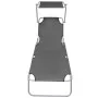 Tumbona plegable con toldo de acero gris de vidaXL, Tumbonas - Ref: Foro24-44291, Precio: 60,73 €, Descuento: %