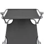 Tumbona plegable con toldo de acero gris de vidaXL, Tumbonas - Ref: Foro24-44291, Precio: 60,73 €, Descuento: %