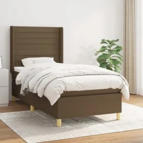 Cama box spring con colchón tela marrón oscuro 80x200 cm de , Camas y somieres - Ref: Foro24-3132028, Precio: 329,40 €, Descu...