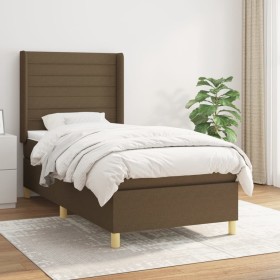 Cama box spring con colchón tela marrón oscuro 80x200 cm de , Camas y somieres - Ref: Foro24-3132028, Precio: 335,06 €, Descu...