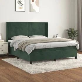 Box spring bed with dark green velvet mattress 160x200 cm by , Beds and slatted bases - Ref: Foro24-3132570, Price: 589,91 €,...