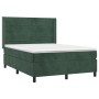 Cama box spring con colchón terciopelo verde oscuro 140x190 cm de , Camas y somieres - Ref: Foro24-3132738, Precio: 528,83 €,...