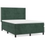Cama box spring con colchón terciopelo verde oscuro 140x200 cm de , Camas y somieres - Ref: Foro24-3132744, Precio: 504,36 €,...