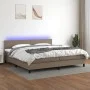 Box spring bed with LED mattress taupe gray fabric 200x200 cm by , Beds and slatted bases - Ref: Foro24-3133025, Price: 639,9...