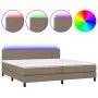 Box spring bed with LED mattress taupe gray fabric 200x200 cm by , Beds and slatted bases - Ref: Foro24-3133025, Price: 639,9...