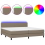 Cama box spring con colchón LED tela gris taupe 200x200 cm de , Camas y somieres - Ref: Foro24-3133025, Precio: 637,83 €, Des...
