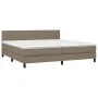 Box spring bed with LED mattress taupe gray fabric 200x200 cm by , Beds and slatted bases - Ref: Foro24-3133025, Price: 639,9...