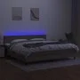 Box spring bed with LED mattress taupe gray fabric 200x200 cm by , Beds and slatted bases - Ref: Foro24-3133025, Price: 639,9...