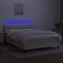Cama box spring colchón y luces LED tela crema 140x190 cm de , Camas y somieres - Ref: Foro24-3133394, Precio: 428,27 €, Desc...