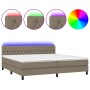 Cama box spring colchón y luces LED tela gris taupe 200x200 cm de , Camas y somieres - Ref: Foro24-3133425, Precio: 657,26 €,...