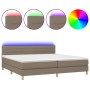 Cama box spring con colchón LED tela gris taupe 200x200 cm de , Camas y somieres - Ref: Foro24-3133825, Precio: 629,70 €, Des...