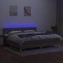 Cama box spring con colchón LED tela gris taupe 200x200 cm de , Camas y somieres - Ref: Foro24-3133825, Precio: 629,70 €, Des...