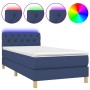 Cama box spring con colchón y LED tela azul 80x200 cm de , Camas y somieres - Ref: Foro24-3133915, Precio: 297,03 €, Descuent...