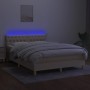 Cama box spring con colchón y LED tela crema 140x200 cm de , Camas y somieres - Ref: Foro24-3133962, Precio: 465,83 €, Descue...