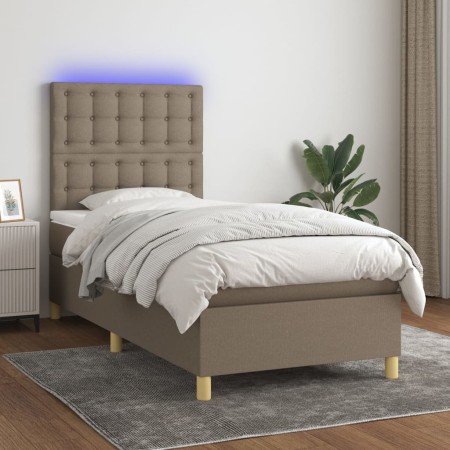 Cama box spring colchón y luces LED tela gris taupe 100x200 cm de , Camas y somieres - Ref: Foro24-3135737, Precio: 381,91 €,...