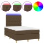 Cama box spring con colchón y LED tela marrón oscuro 120x200 cm de , Camas y somieres - Ref: Foro24-3135664, Precio: 422,80 €...