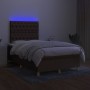 Cama box spring con colchón y LED tela marrón oscuro 120x200 cm de , Camas y somieres - Ref: Foro24-3135664, Precio: 422,80 €...