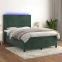 Box spring bed with mattress and LED dark green velvet 140x190cm by , Beds and slatted bases - Ref: Foro24-3136182, Price: 51...