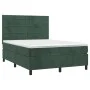 Box spring bed with mattress and LED dark green velvet 140x190cm by , Beds and slatted bases - Ref: Foro24-3136182, Price: 51...
