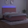 Cama box spring colchón y LED terciopelo rosa 160x200 cm de , Camas y somieres - Ref: Foro24-3136196, Precio: 541,49 €, Descu...