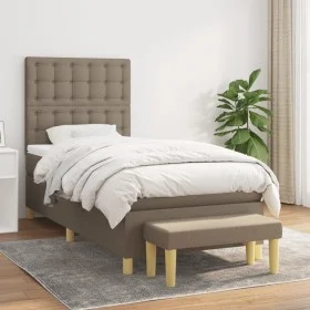 Box spring bed with taupe gray fabric mattress 100x200 cm by , Beds and slatted bases - Ref: Foro24-3137457, Price: 395,79 €,...
