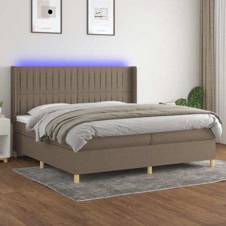 Cama box spring colchón y luces LED tela gris taupe 200x200 cm de , Camas y somieres - Ref: Foro24-3139065, Precio: 720,63 €,...
