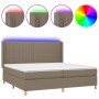 Cama box spring colchón y luces LED tela gris taupe 200x200 cm de , Camas y somieres - Ref: Foro24-3139065, Precio: 720,63 €,...