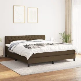 Box spring bed with dark brown fabric mattress 160x200 cm by , Beds and slatted bases - Ref: Foro24-3140308, Price: 504,92 €,...