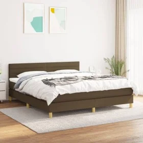 Box spring bed with dark brown fabric mattress 160x200 cm by , Beds and slatted bases - Ref: Foro24-3140708, Price: 465,95 €,...