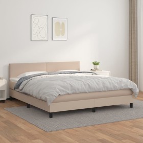 Cama box spring con colchón cuero sintético capuchino 180x200cm de , Camas y somieres - Ref: Foro24-3141022, Precio: 534,60 €...