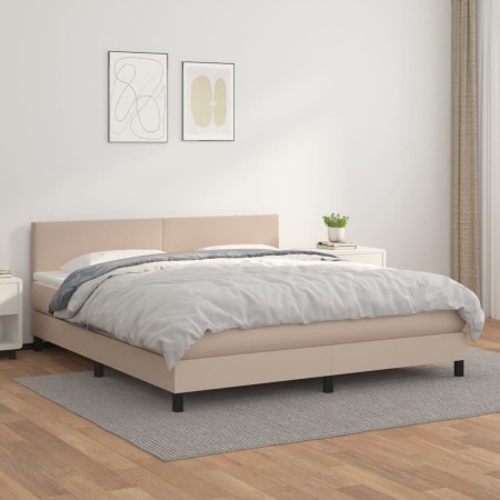 Cama box spring con colchón cuero sintético capuchino 180x200cm de , Camas y somieres - Ref: Foro24-3141022, Precio: 534,60 €...