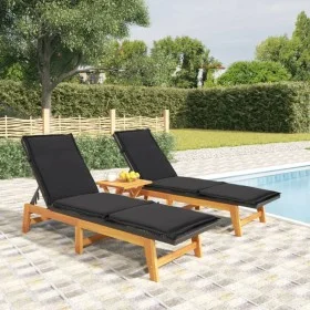 Tumbonas con cojines 2 uds ratán sintético madera maciza acacia de , Tumbonas - Ref: Foro24-319725, Precio: 303,06 €, Descuen...