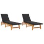 Tumbonas con cojines 2 uds ratán sintético madera maciza acacia de , Tumbonas - Ref: Foro24-319725, Precio: 308,79 €, Descuen...